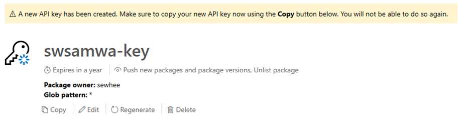 New API key listing