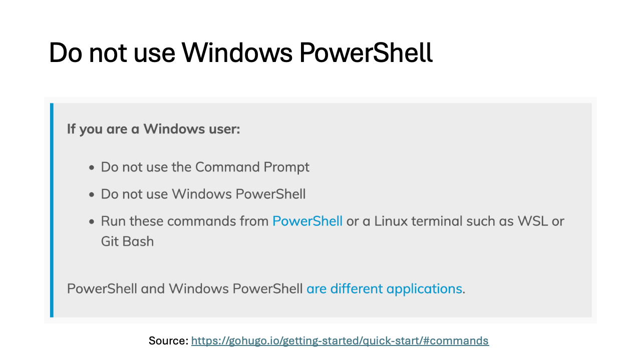 Do not use Windows PowerShell